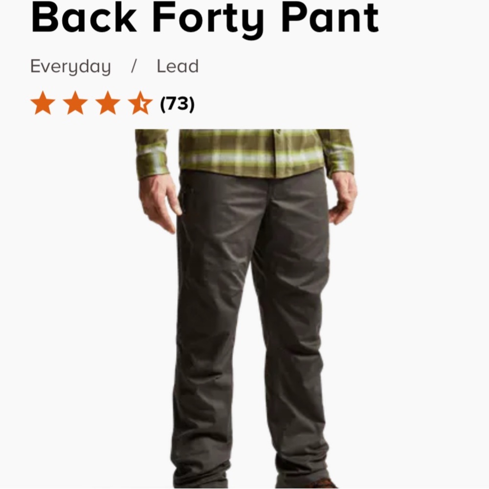Sitka Gear SOLD OUT back forty pants Lead color out of stock size 36x33